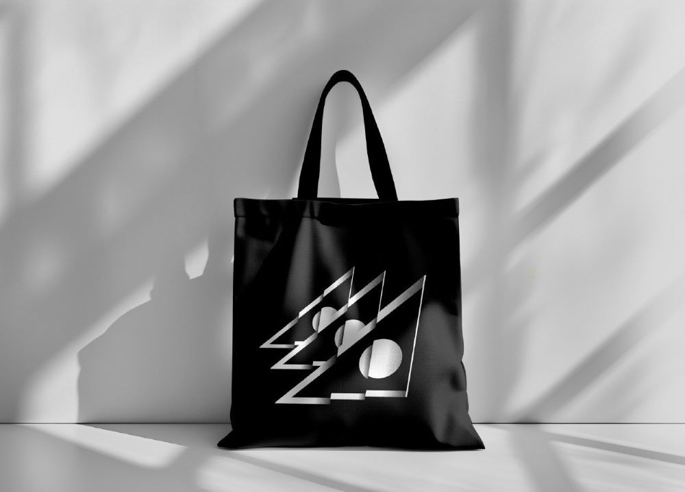 《圖說》以黑令旗為靈感設計的「義民祭黑色帆布袋」，象徵著隨身攜帶著義民精神。〈客家局提供〉