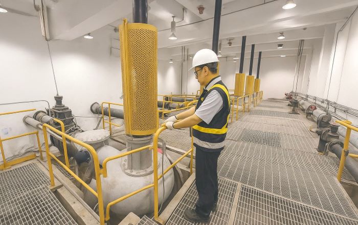 《圖說》汐止污水抽水機抽水運轉測試功能正常。〈水利局提供〉