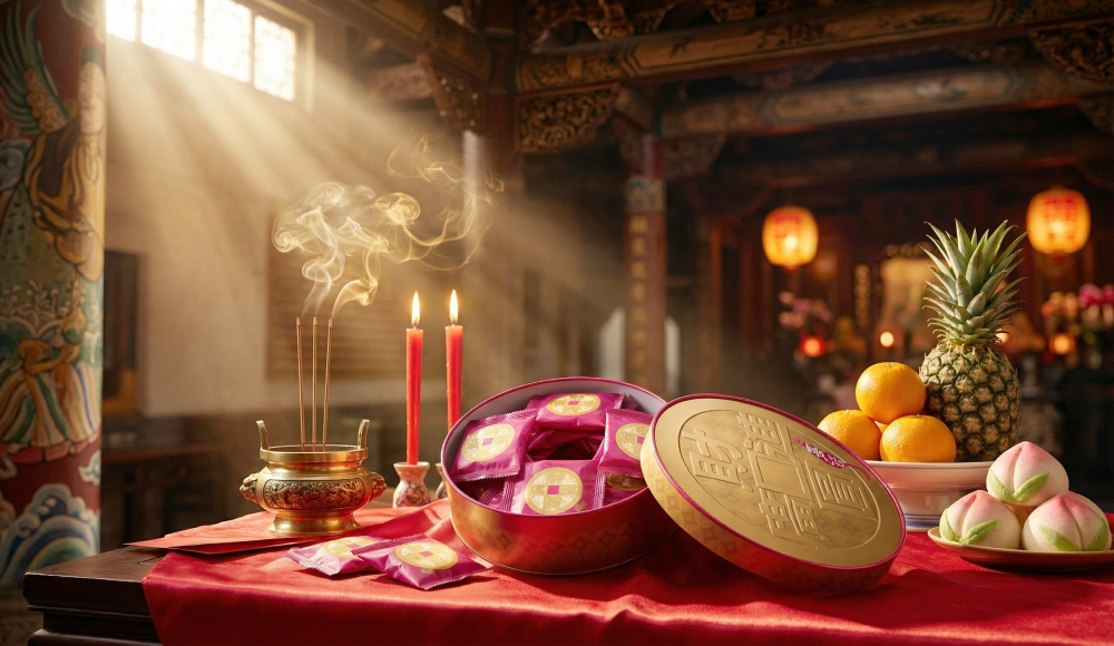 拜拜供品新寵！喜之坊圓片牛軋糖象徵財運滾滾來