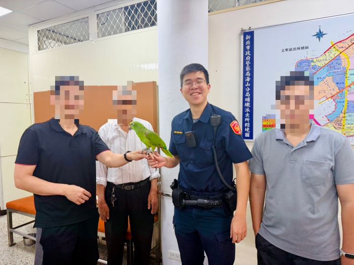 小黃帽鸚鵡迷途   海山警比對社群貼文半小時助返家