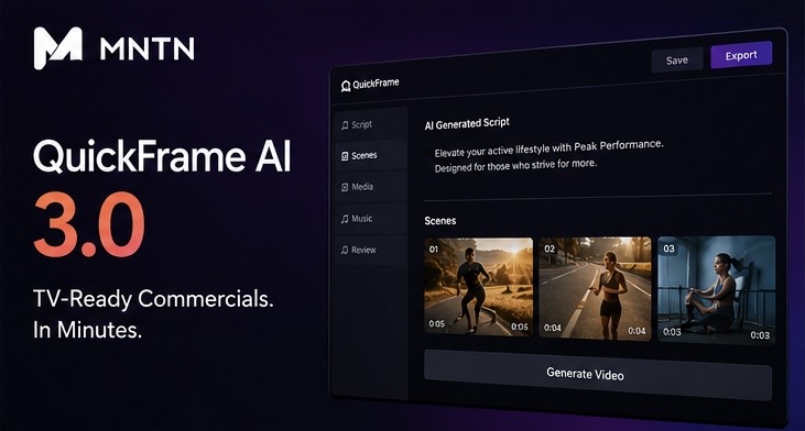 MNTN升級QuickFrame AI 3.0　廣告影片製作進入「幾分鐘完成」時代